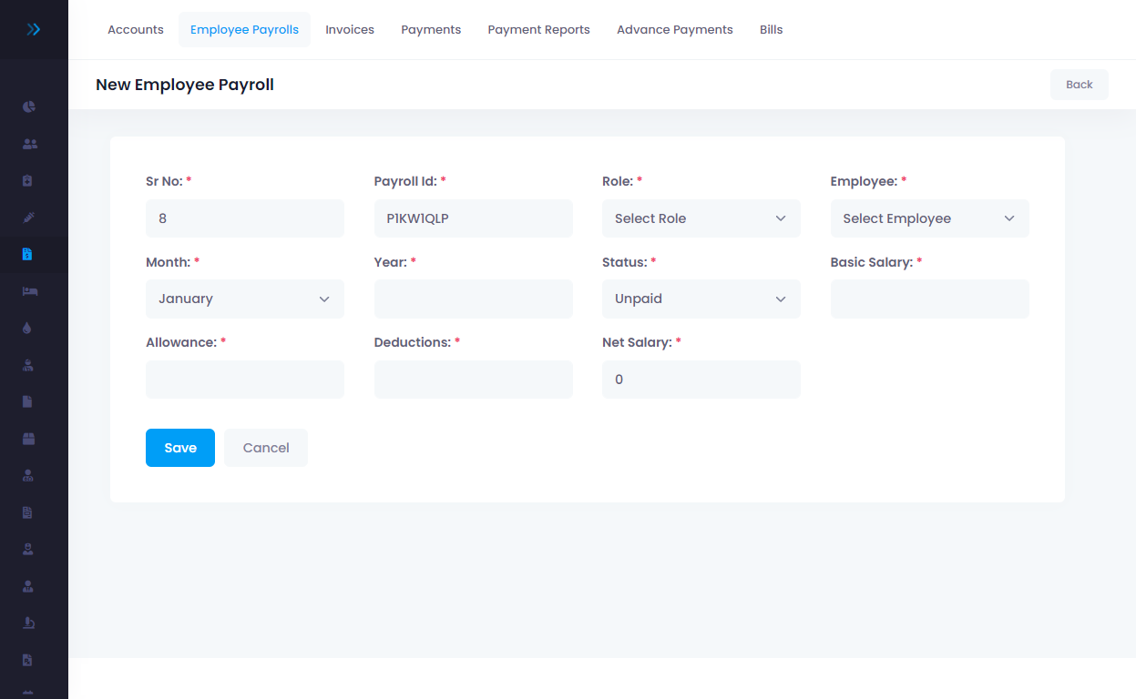 Add Employee Payroll Details